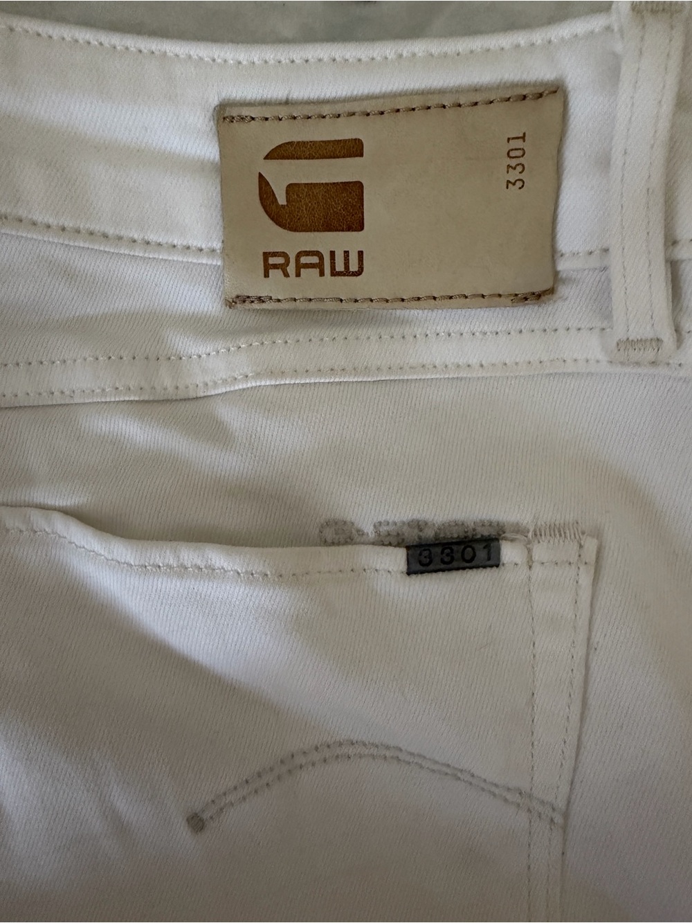 G-Star 3301 Slim Straight Men's Jeans in White